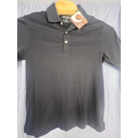 Eddie Bauer Mens Pima Cotton Cocona Polyester Performance Polo Shirt Black S - Picture 2 of 8